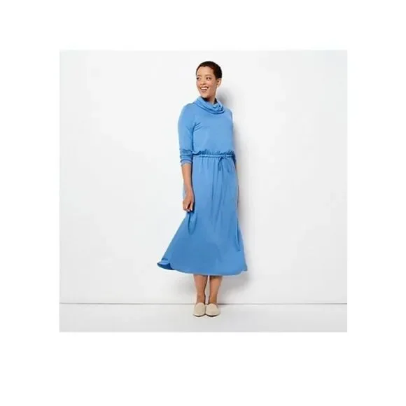 Susan Graver Weekend Regular Jersey KnitMaxi Dress, Size Medium, Bay Blue